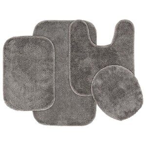 Garland Deco Nylon 4 Piece Bath Rug Set Medium Gray New